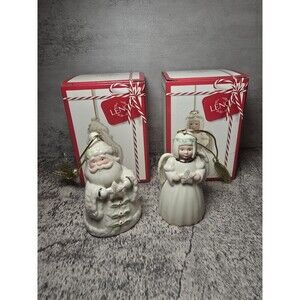 Lenox Holiday Cheer Porcelain Santa Claus  Holding a Star Ornament & Angel